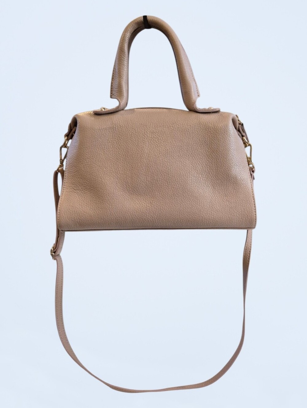 Vera Pelle Pebbled Leather Satchel - Blush Tan